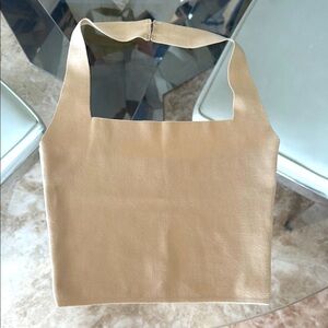 superdown cream/beige halter crop top